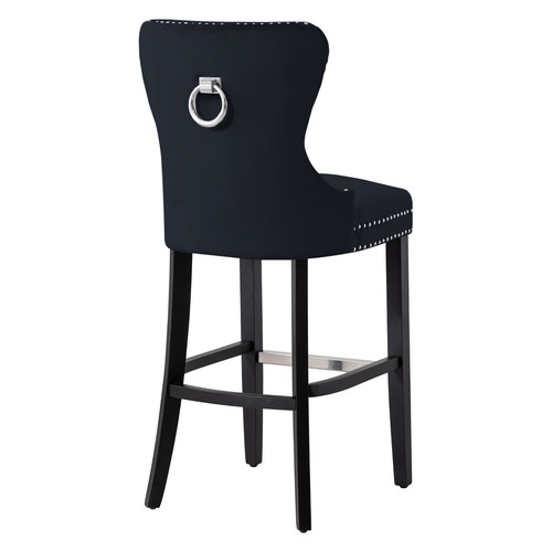 29" Tufted Velvet Bar Stool, Black - Picture 5 of 66