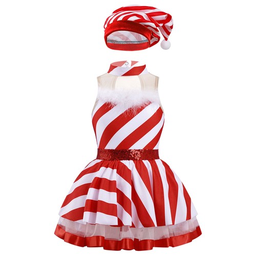 Kinder Weihnachten Tanz Kostüme Weihnachtsmann Tutu Kleid Eiskunstlaufkleid - Bild 31 von 39