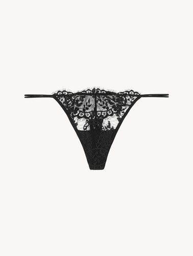Black Lace Sheer Floral Thong Panty G-String Tanga Lingerie Underwear OS S M L - Picture 3 of 7
