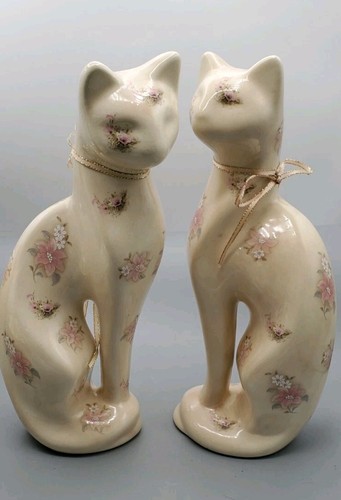 2 estatuillas de cerámica vintage de cuello largo con diseño floral - Imagen 10 de 13