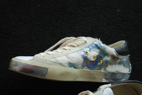 PHILIPPE MODEL Paris Sneaker weiß/creme-blau/silber Gr. 40 Damen Leder/ Fell NEU - Bild 5 von 14