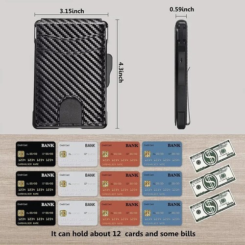 EDC Tactical Smart RFID Geldklammer Metall Geldbörse Herren Minimalistisch Schmal Leder... - Bild 21 von 26