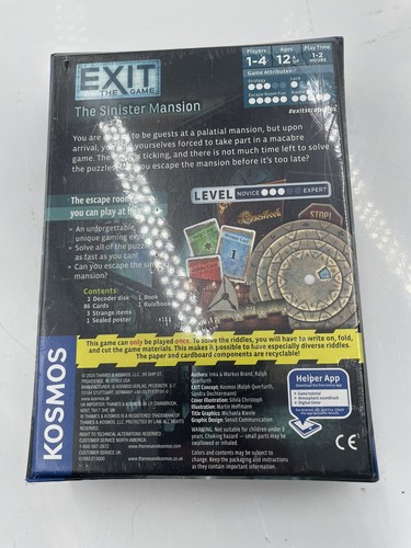 EXIT: The Sinister Mansion At Home Escape Room EXIT Puzzle Card Board Game - Picture 2 of 2