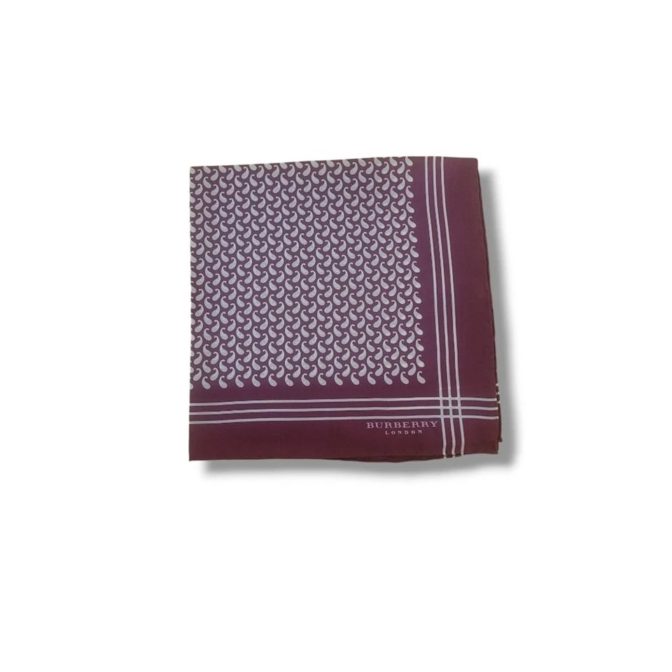 Pañuelo de bolsillo unisex Burberry Silk, rojo borgoña, pañuelo, bufanda de Navidad Foto 2 de 2