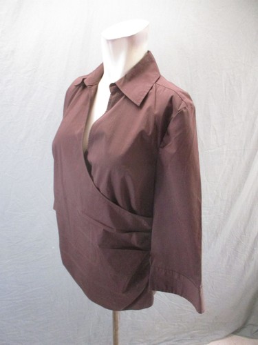 NWT Willi Smith Size L Womens Cotton Blend 3/4 Sleeve Wrap Maternity Blouse 161 - Picture 3 of 10