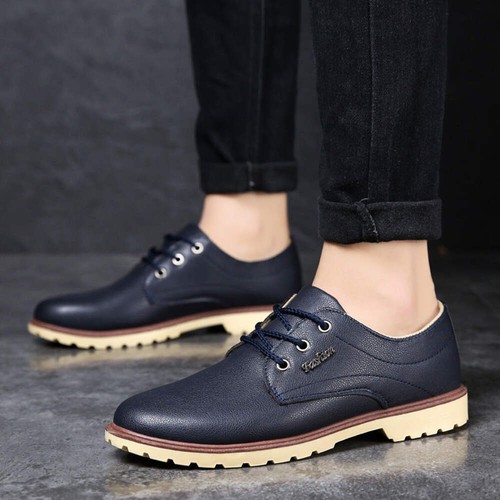 Men's Fashion Lace Up Shoes Waterproof Low Top Versatile Rubber Shoes for Men Ca - 第 15/25 張圖片