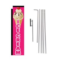 Ice Cream 15' Advertising Rectangle Feather Banner Flag w/ pole+spike