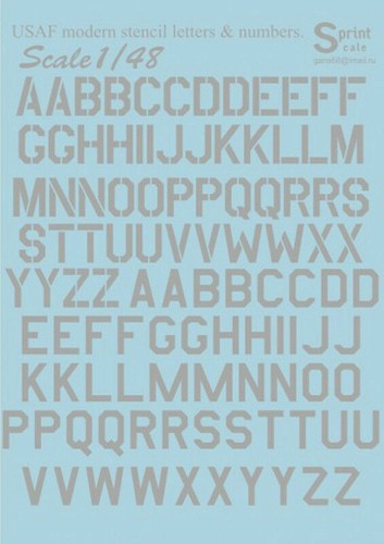 Print Scale 48-004 - 1/48 USAF Modern Stencil Letters & Numbers grey, wet decal - Picture 10 of 12