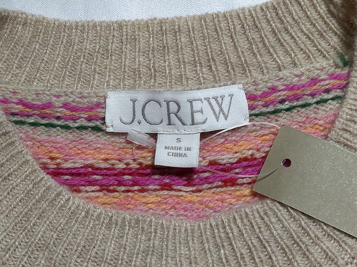 Suéter Cerezas J.Crew Talla Pequeña Manga Abullonada Fair Isle Cuello Redondo - Nuevo con Etiquetas - Imagen 5 de 8