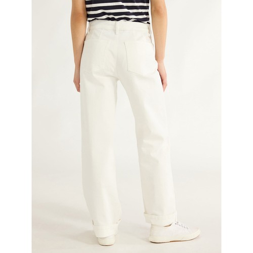Free Assembly Wide Leg High Rise Pintuck Jeans Women's Size 8 Cream Cotton - Picture 3 of 6