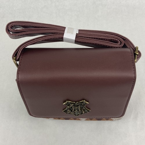 Harry Potter Crossbody Bag Purse Hogwarts Crest Argyle Faux Leather Adjustable - Picture 10 of 11