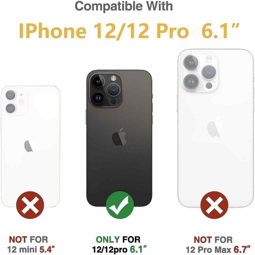 Clear Case for iPhone 12 iPhone 12 Pro 6.1-inch Built-in Screen Black - Picture 2 of 7