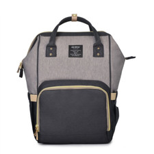 Qimiaobaby Diaper Bag Backpack, baby Nappy storage bag Black with gray