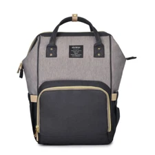 Qimiaobaby Diaper Bag Backpack, baby Nappy storage bag Black with gray