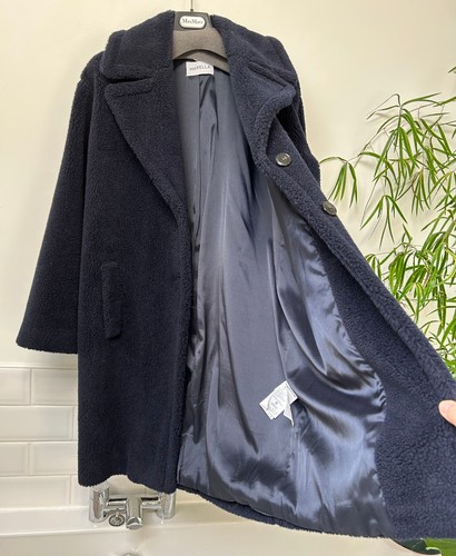 MARELLA Navy Blue Warm & Cosy Mid Length Teddy Coat EUR40 UK12 £395 - Picture 9 of 16