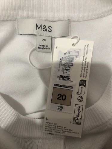 Cárdigan Jersey Marks & Spencer Cuello Redondo Botón Frontal Reino Unido 20 Blanco Suave - Imagen 7 de 9