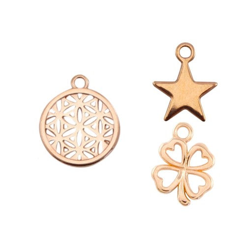 Anhänger Metall Glücksklee, Stern, Mandala Roségold - 2 / 5 / 10 Stück - Bild 1 von 7