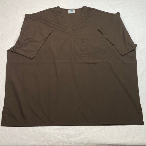 Adar Unisex Scrub Top sz 5XL Brown Short Sleeve V Neck Pockets Lightweight NEW - Picture 8 of 12