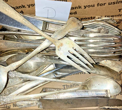 3 Pounds Single Pieces Silver Plated Scrap Craft Flatware Lot - Picture 4 of 6
