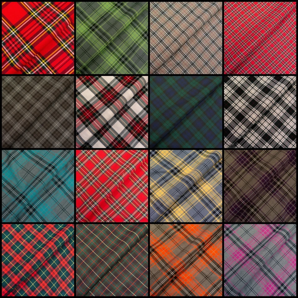 Fashion Tartan Plaid Check Polyviscose Dress Craft Fabric 150cm Wide FREE P&P