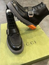 GUCCI dress Men Lace Up Buckle shoes Black High  G 11.5 / US 12 Retail 1280$