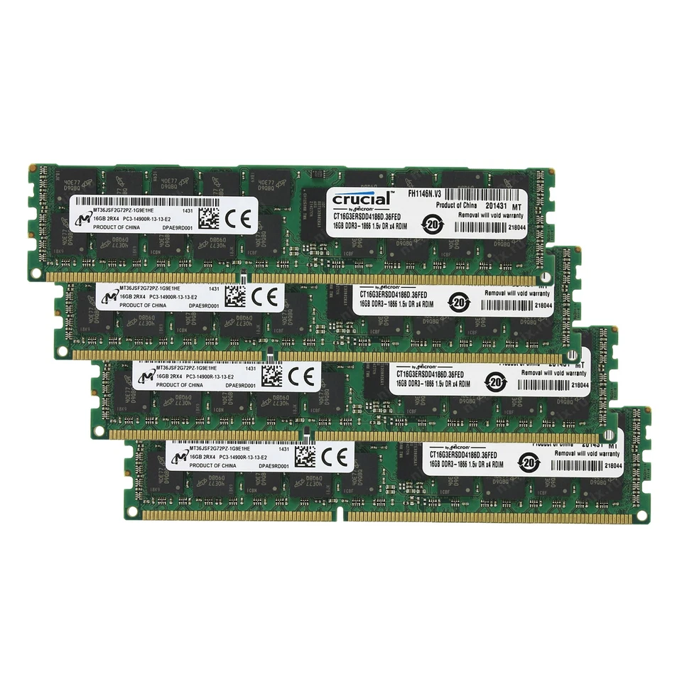 Crucial 64GB(4 x 16GB)Kit DDR3 1866MHz RDIMM ECC REG PC3-14900 Server Memory RAM - Image 4 of 4