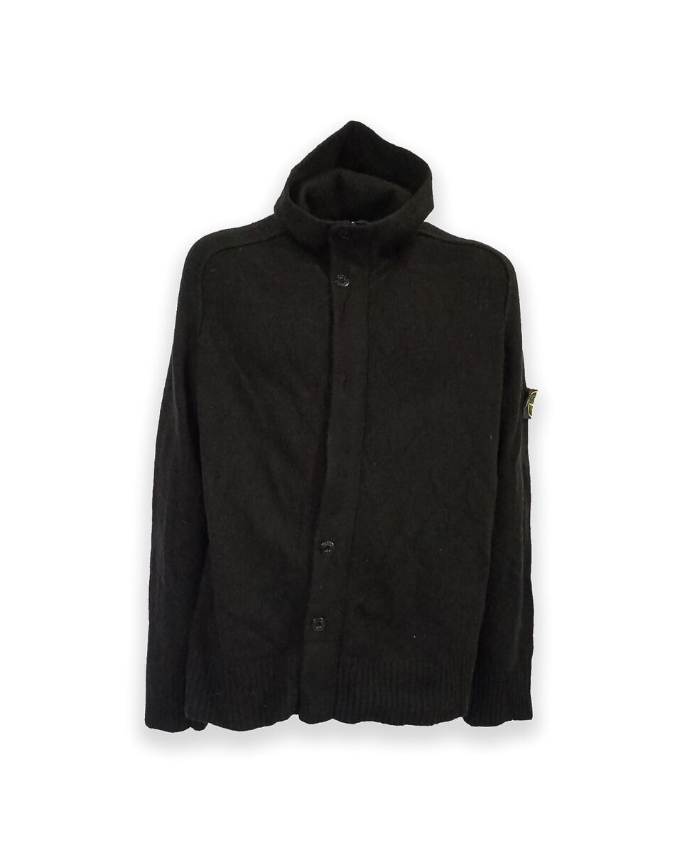 Stone Island Men's Hooded Wool Zip Up Sweater Size XL Luxury