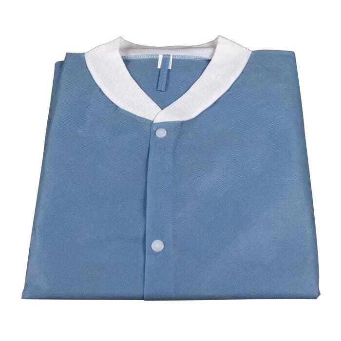 (L) 10 Medical Dental Disposable Lab Coat Gown Blue 10/bag Large Size - Image 2 of 4
