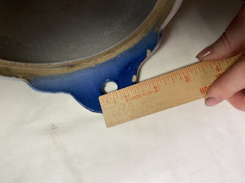 Stoneware primitive Wall Salt Crock Country blue&white 5.75” G26 - Picture 12 of 20