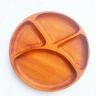 Wooden Balance Diet Plate Serving 4 Section Dish Tray Healthy Eco-Friendly