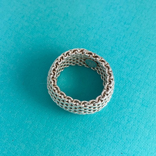 Size 6.5 Tiffany Somerset Mesh Weave Flexible Dome Ring in Sterling Silver - Picture 5 of 5