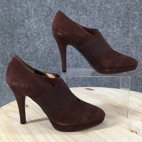 Jessica Simpson Boots Womens 8.5 B Slip On Stiletto Ankle Bootie Brown Suede - Picture 2 of 11