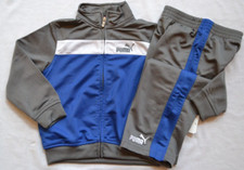 PUMA NWT Boys 2PC Suit Jacket Pants Blue, Gray White set size 4T