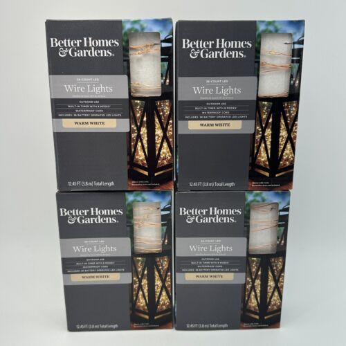 Better Homes Gardens Wire LED Lights 36 Count 12ft Warm White Indoor Outdoor NEW
