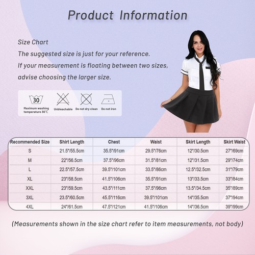 Women's Schoolgirl Uniform Anime Cosplay Costume T-Shirt+Mini Pleated Skirt - Bild 23 von 59