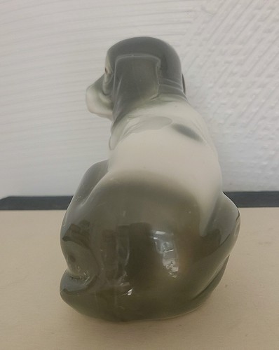 2er Set glasierte Keramik Beagle Hund Hund Figuren grau geduckt sitzend Taiwan - Bild 13 von 19