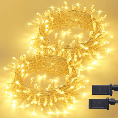 2 Pack Warm White String Lights, 200 LED String Lights Indoor Plug In