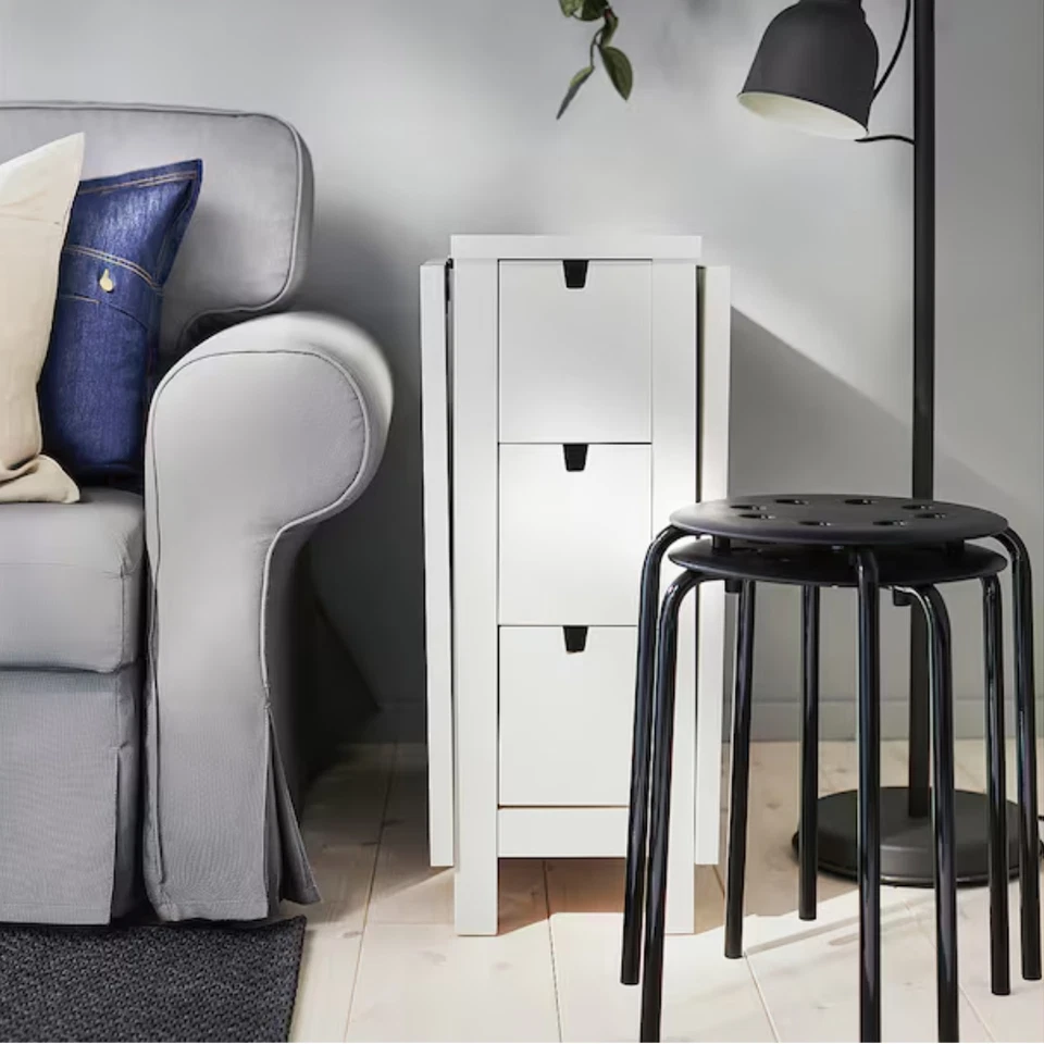 Ikea Marius Stapelhocker, Weiß & Schwarz, Sitzhocker, Stapelbar, Platzsparend - Bild 3 von 4