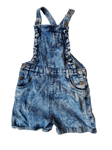 Girls Demin Romper Jumper Adjustable Waist Straps Shorts Blue Size 10 - Picture 1 of 4