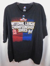 Majestic NLCS 2011 St Louis Vs Milwaukee Brewers Black Tee,Post Season Roster 2X