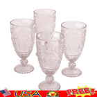 Set of 4 Vintage Rose Glass Tea Goblets 14.7-Ounce Drinking Glasses Event Party