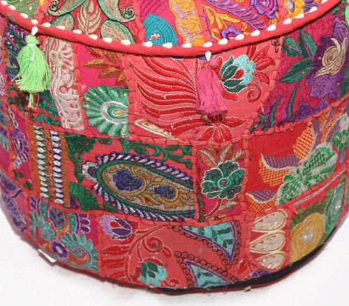 18 " Indische Handarbeit Bestickt Polsterhocker Schemel Stuhlbezug Rot Sitz - Bild 5 von 10