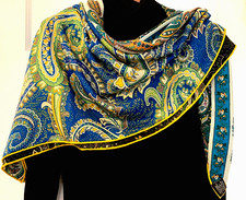 51"x51"Floral Paisley Print70 Cashmere30 Silk Thin Jacquard Scarf 130x130cm434
