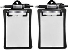 Mini Clipboard with Magnetic Back Includes Paper Pad and Pen (2-Pack) (Black)