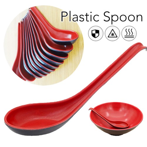 10PCS Soup Ramen Spoons Chinese Japanese Utensils Long Handle Hook Flatware NEW - Picture 6 of 11