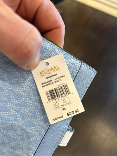 Michael Kors Greenwich mittelblaue flache Damen-Geldbörse MK Signature mit Doppelfaltung - Bild 12 von 13