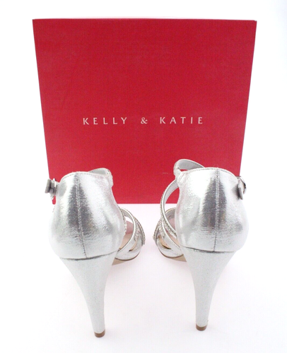 NIB - KELLY & KATIE Women's REEKIE Silver/Rhinestone SANDALS / HEELS - Size: 6.5 - Picture 4 of 7