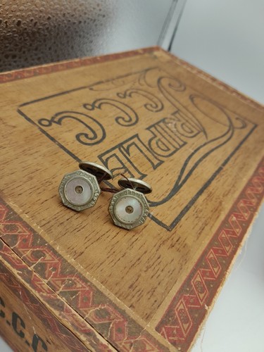 Antique Art Deco MOP Cufflinks 1920s - Buy 3 Ship Free!