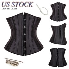 28 Spiral Steel Boned Waist Training Plus Size Underbust Corset Shaperwear Black