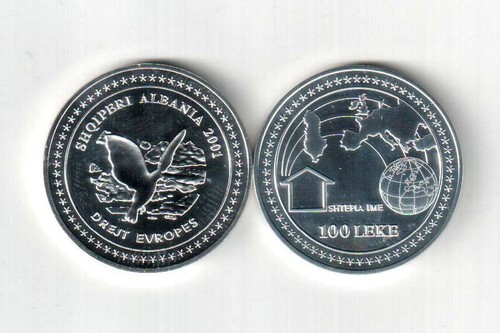 Albania Coin 100 Leke, 2001. Albania's European Integration. Silver BU UNC - Picture 1 of 2